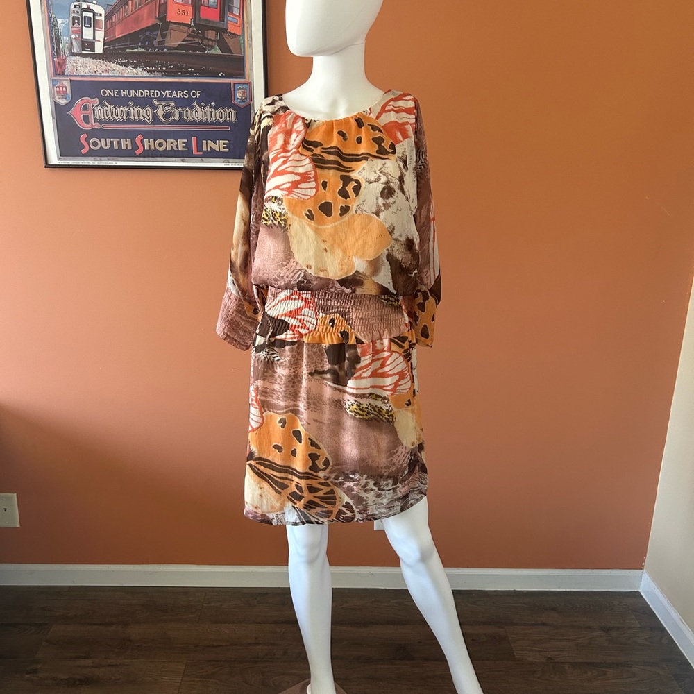 Madison Paige Multi-Colored Patterned Blousy Dress - image 1